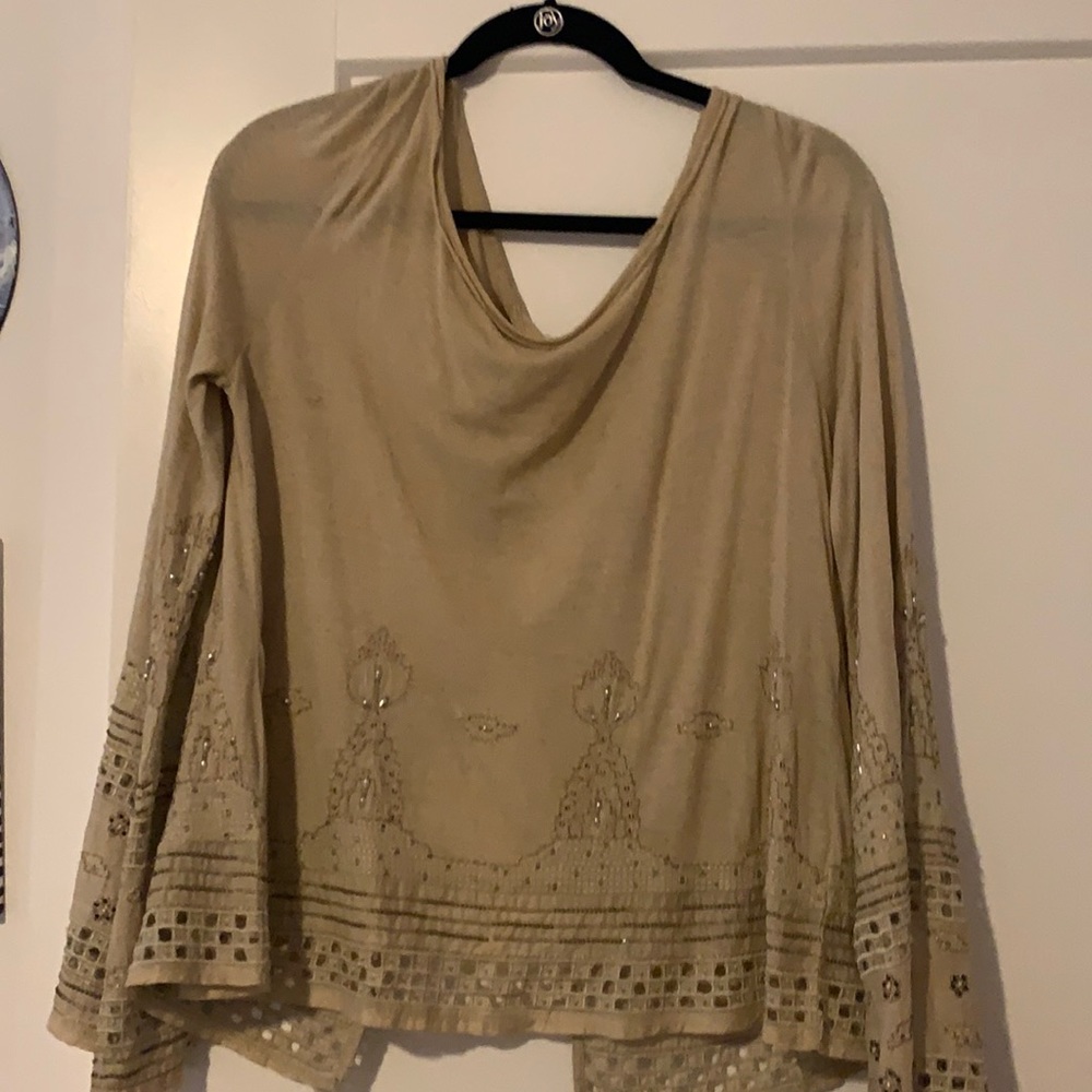 Free people beaded belle sleeves top